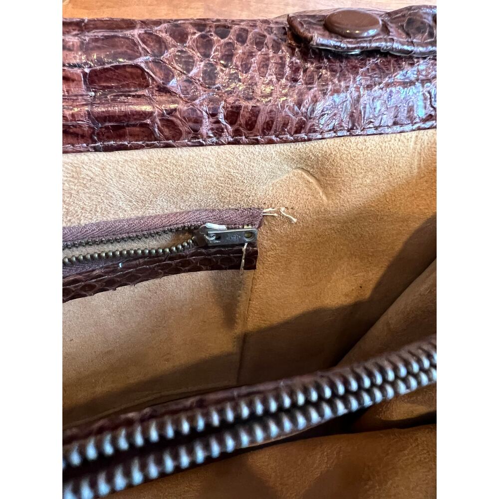 Vintage 60s Lizard Rectangular Convertible Shoulder Bag - Picture 10 of 11